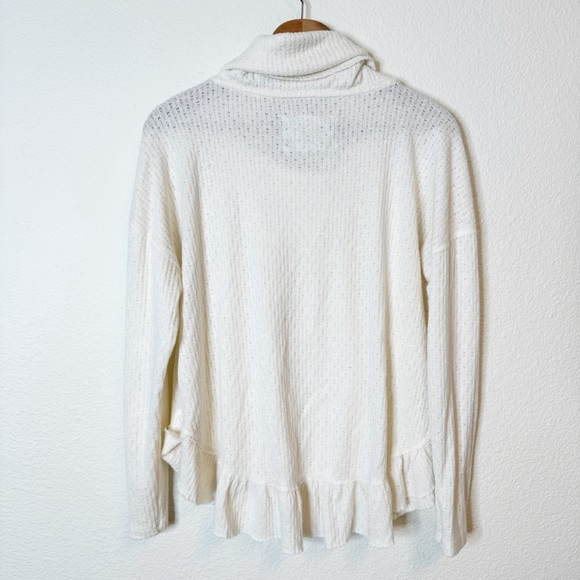 Anthropologie Ivory Maeve Addie Ruffled Hacci Cowl-neck Sweater Top Small - Picture 6 of 7